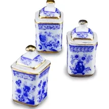 Reutter Porzellan "001.817/5 - 3 Küchendosen \"Zwiebel Gold\", Miniatur,