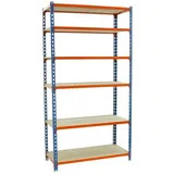 Proregal Schwerlastregal Giant Muli HxBxT 250 x 120 x 30 cm 6 Fachböden Fachlast 200 kg Blau-Orange