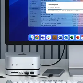 Satechi Stand Hub Mac Mini M4 SSD Enclosure Silber