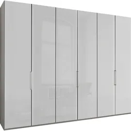 Wiemann Drehtürenschrank WIEMANN "Monaco, Kleiderschrank, Schrank, Wäscheschrank, mit edler Glasfront", grau (kieselgrau, dekor, glas weiß), B:295,2cm H:216cm T:58cm, Floatglas, Holzwerkstoff, Schränke, Drehtürenschrank, hochwertigen Beschläge inkl.
