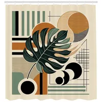 ABAKUHAUS Duschvorhang Monstera 175 x 180 cm dunkelgrün