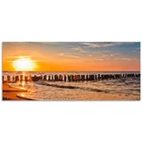 ARTland Küchenrückwand »Schöner Sonnenuntergang am Strand«, (1 tlg.), Alu Spritzschutz mit Klebeband, einfache Montage orange