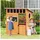 Outsunny Spielhaus für Kinder Holz Kinderspielhaus mit Fenster Briefkasten Blumentopfrack,