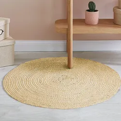 Teppich LUXOR LIVING "Ibo, Juteteppich", beige (creme), H:7mm Ø:120cm, Obermaterial: 99% Jute, 1% Baumwolle, Teppiche, Wendeteppich, handgeflochten, Naturfaser, Boho-Style, Wohnzimmer