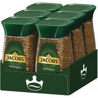 Jacobs Krönung, Löslicher Kaffee, Instantkaffee, Instant Kaffee, Löskaffee, Glas, 6 x 100 g