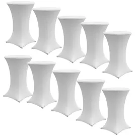 Baumarktplus 10x Stehtischhusse Stretch 70 cm weiß Tischdecke Husse Bistrotisch Partytisch