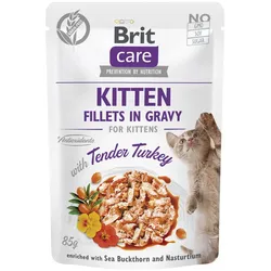 BRIT CARE Katzenfilet in Soße mit zartem Putenfleisch, angereichert mit Sanddorn und Kapuzinerkresse 12x85g