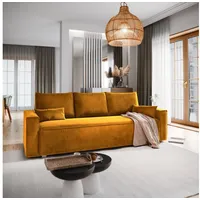 Masseno Sofa ALATRI mit Schlaffunktion, Schlafsofa, Couch mit Bettkasten gelb