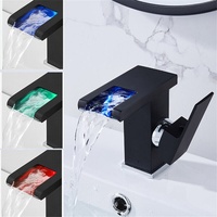 Wasserhahn Bad Armatur Waschbecken Bad Waschtisch Waschtischarmatur Schwarz LED