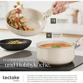 Tectake Küchenstarterset Una/Genua Geschirrset aus Steingut 46-tlg. Schwarz/Weiß