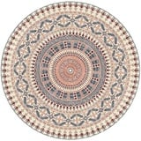 ZOYIEP Teppich Rund Mandala Teppiche, Boho Runde Teppiche, Abwaschbar Baumwollteppich Rund Badteppich für Wohnzimmer Schlafzimmer Dekor (Stil B,80cm)