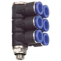 Riegler L-Mehrfachverteiler »Blaue Serie«, 6-fach, drehbar, G 1/8 a.