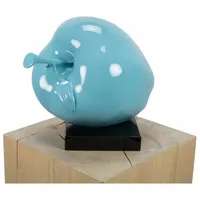 KUNSTLOFT Skulptur, Blau, Schwarz, Stein, 32x31x24 cm, Dekoration, Skulpturen