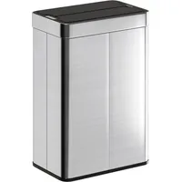 Sensor-Mülleimer, 55 L Kapazität, Schmetterlingsdeckel, öffnet automatisch, Edelstahl, Silberfarben