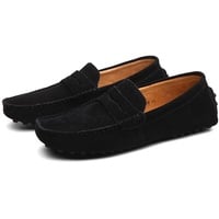 Penny Loafer Für Herren, Flache Schuhe Aus Wildleder, Modische Herrenschuhe, Slip on Boat Deck, Lässige Mokassin-Hausschuhe Für Unisex-Erwachsene Und Jugendliche (Black,49) - 49 EU