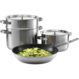 AEG Kochgeschirr-Set, zwei Töpfe, Pastaeinsatz und Bratpfanne