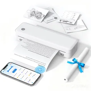 Bisofice D82 Mobiler Drucker A4 für Unterwegs Thermodrucker A4 - Portable Printer Kompatibel mit Android und iOS, Tragbarer Drucker für Handy, Laptop,grau