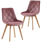 B&D home Esszimmerstühle Tania 2er Set, Polsterstuhl Küchenstühle für Esszimmer, Küche, Büro, Schminktisch, Altrosa Landhaus skandinavisch Design, Webstoff Merlot, 11118-ROSA-2
