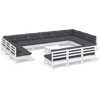 vidaXL 14-tlg Garten-Lounge-Set mit Kissen Weiß Kiefer Massivholz Modell 5