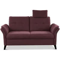 CAVADORE 2er Sofa Grönland / Skandinavische 2-Sitzer-Couch mit Federkern, Sitztiefenverstellung + Kopfstütze / 173 x 90 x 102 / Flachgewebe, Rot