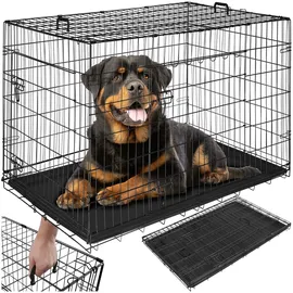 Tectake Hundekäfig-Gitterbox XXL Schwarz