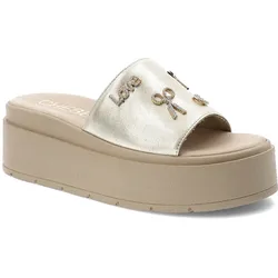 Goldene Flip-Flops Chebello Plateauschuhe, 38