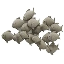 Wandobjekt Wandbild Wanddeko Fischschwarm grau Eisen 62x5x28 cm