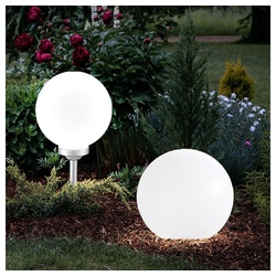 etc-shop LED Gartenleuchte, LED-Leuchtmittel fest verbaut, 2x LED Solarleuchte Gartenleuchte Steckleuchte weiß