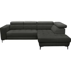 Ecksofa ALINA "Valea", schwarz (schwarz tta 10), B:300cm H:102cm T:207cm, Struktur TTA (100% Polyester), Sofas, mit Rückenlehnenverstellung, wahlweise mit ausziehbarer Liegefläche