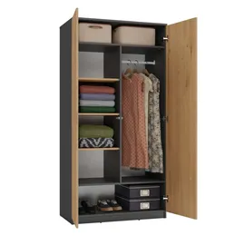 veneti Malwa SD-90 ANTRACITE ARTISAN Kleiderschrank - Grau/Braun
