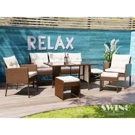 Swing&Harmonie Sydney Polyrattan Sitzgruppe Esstisch Lounge Sitzgarnitur Essgruppe Gartenmöbel Set - versch. Ausführungen