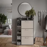 Vicco Orlando 80 x 128,3 x 24,2 cm grau mit 3 Fächern / anthrazit greige