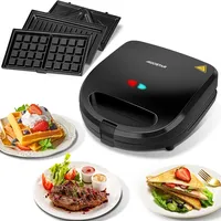 Sandwichmaker 3 in 1, Sandwichtoaster, Kontaktgrill, Waffeleisen 3 in 1, 3 Abneh