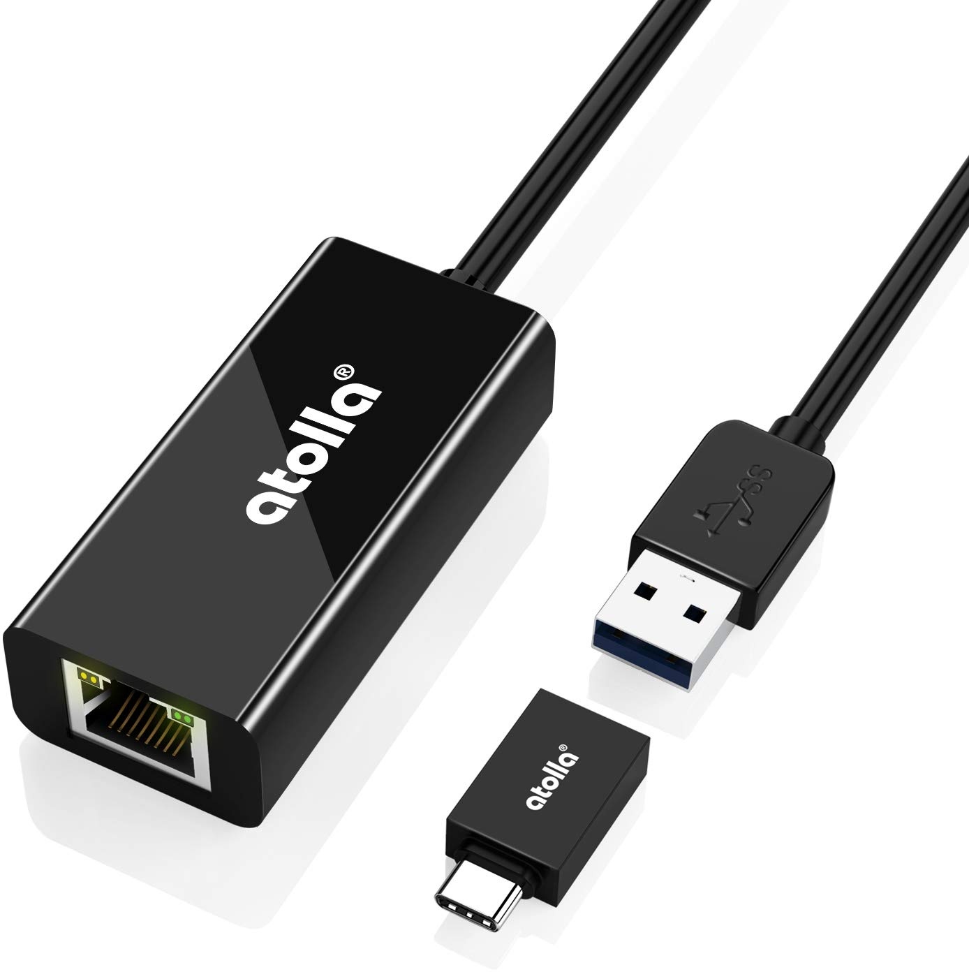 atolla USB LAN Adapter, USB 3.0 zu RJ45 Gigabit Ethernet Adapter, Netzwerkadapter 10/100/1000Mbps mit USB C Adapter für Windows XP/Vista/7/8/8.1/10, Mac OS, Chrome OS, Linux