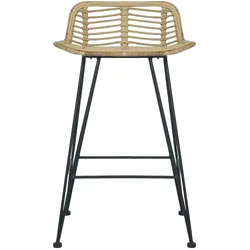 vidaXL Barhocker 2 Stk. Rattan Natur
