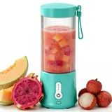 Tragbarer Mixer, Smoothie Maker to Go, Elektrischer Mixer Smoothie Maker, Lake Blue Smoothie Maker, Multifunktionaler Mini Standmixer, Kabellos,USB-Entsafter für Fitnessstudio, Büro, Camping 450ml