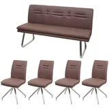 MCW Esszimmer-Set, Braun, 160x90x60 cm, Esszimmer, Bänke, Sitzbänke