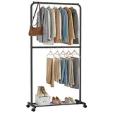 Songmics Rollgarderobe schwarz Metall 91,0 x 194,0 cm