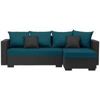 P & B Ecksofa, Schwarz, Türkis, Textil, Füllung: Schaumstoff, Ottomane rechts, L-Form, 230x140 cm, Schlafen auf Sitzhöhe, Rücken echt, Wohnzimmer, Sofas & Couches, Wohnlandschaften, Ecksofas