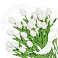 Relaxdays künstliche Tulpen, 24 Kunstblumen wie echt, dekorative Kunsttulpen