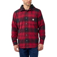 CARHARTT Flannel-Fleece, Kapuzen-Hemd/Jacke - Rot/Schwarz (R09) - L