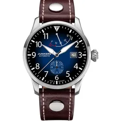Junkers Herren Armbanduhr Flieger Gangreserve 9.64.01.01 Automatik Lederband bra...