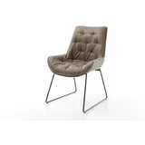 DELIFE Polsterstuhl Taimi-Flex, Kufengestell Schwarz Mikrofaser Taupe Vintage grau