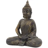 ECD Germany Buddha Figur Sitzend 50cm Hoch, aus aus Polyresin Bronze Gartenfigur