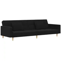 vidaXL Schlafsofa 2-Sitzer mit 2 Kissen Schwarz Stoff