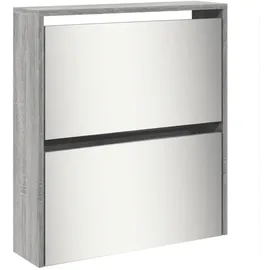vidaXL Schuhschrank mit Spiegel 63 x 169,5 x 17 cm grau / grau