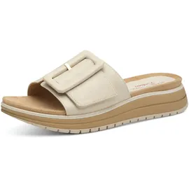 Marco Tozzi Damen Pantoletten mit Klettverschluss Bequem, Beige 39 EU