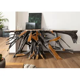 MASSIVMOEBEL24.DE Konsolentisch Teak Wurzel verzweigt 250x50x80 Natur