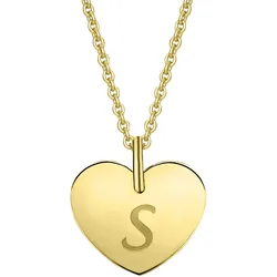 Ketten-Anhänger ONE ELEMENT "Herz mit Gravur S Buchstaben Anhänger aus 333 Gelbgold", gold, Schmuckanhänger, Damen, S, Gelbgold 333, Damen Gold Schmuck Herz mit Gravur S
