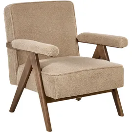 Beliani Sessel EVJE Bouclé 70 x 81 x 72 cm Sandbeige mit Kissen